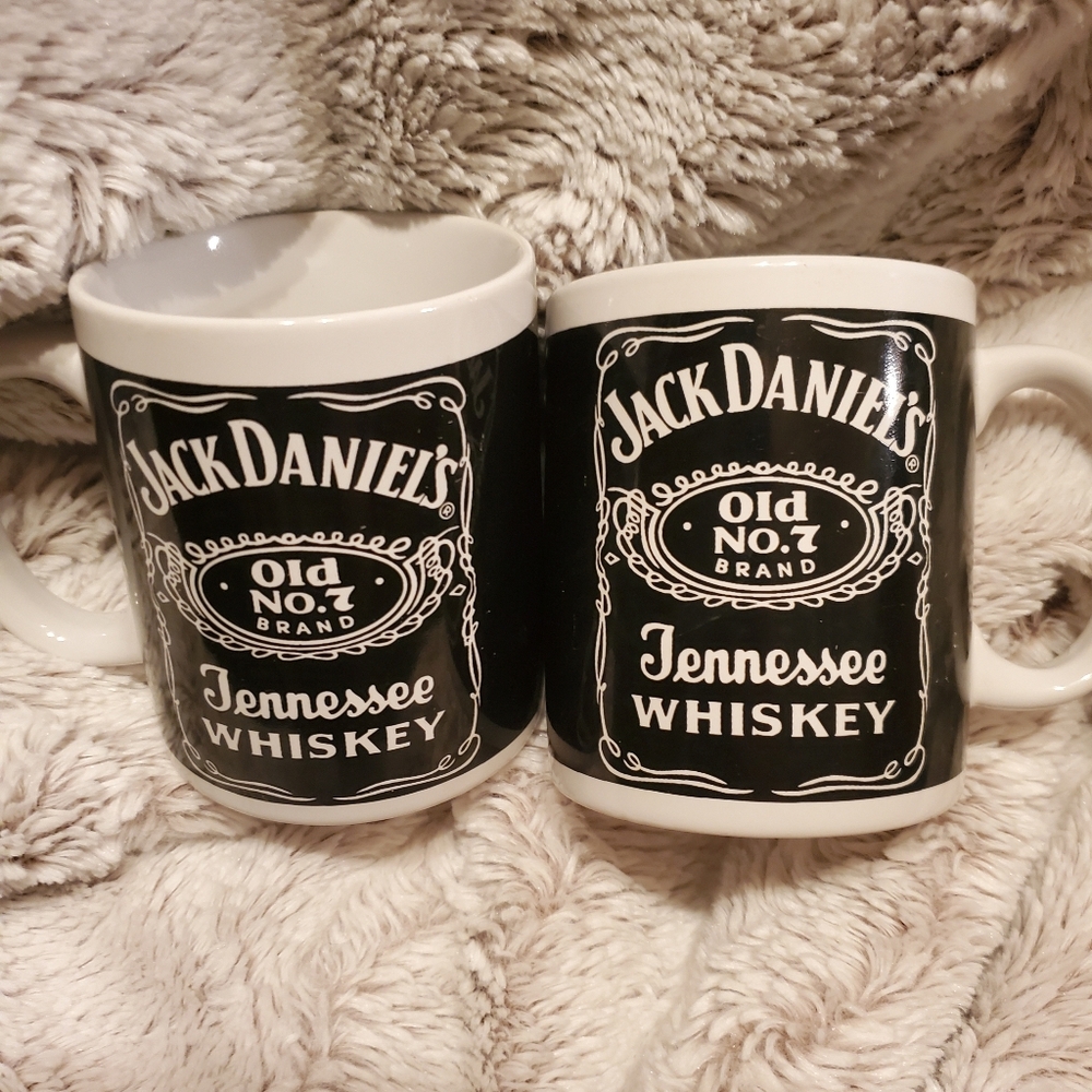 Vintage PAIR Of Jack Daniels Ceramic Coffee Mug 10oz Old No 7 Tenn Whiskey 2001